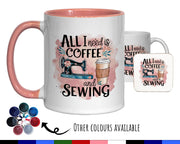 Sewing Gift Mug - Ceramic Coffee Tea Hot Chocolate Mug Gift for Sewing Lovers - Coffee & Sewing Design Secret Santa Gift Idea for Her MG0926