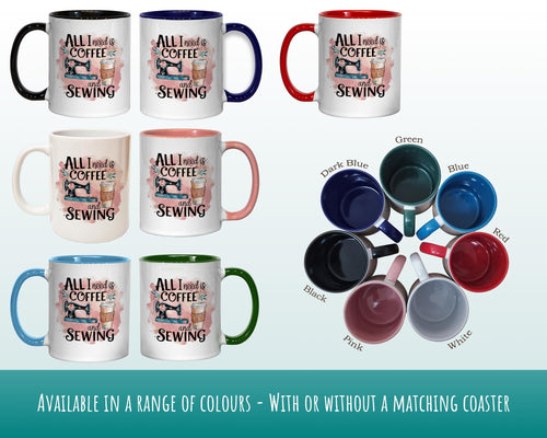 Sewing Gift Mug - Ceramic Coffee Tea Hot Chocolate Mug Gift for Sewing Lovers - Coffee & Sewing Design Secret Santa Gift Idea for Her MG0926