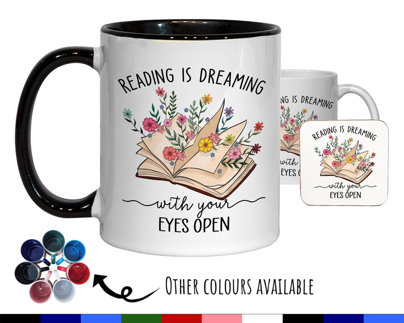 Gifts for Book Lovers Mug - Ceramic Coffee Tea Mug Gift for Fans of Books and Reading - Dreaming Design Secret Santa Gift for Her MG0928