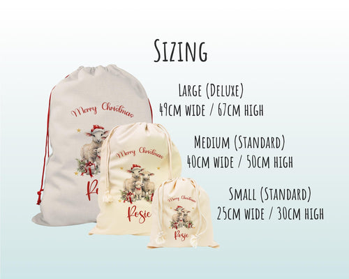 Personalized Christmas Sack – Cute Sheep Lamb Design, Xmas Gift Bag XS061
