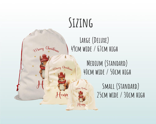 Personalised Christmas Sack - Santa Sack for Kids Presents Xmas Cute Santa Clause Design Stocking Christmas Eve Bag for Girls & Boys XS041