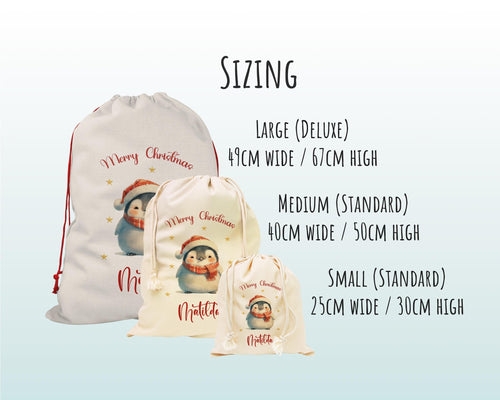 Personalized Penguin Christmas Sack – Cute Xmas Gift Bag XS033