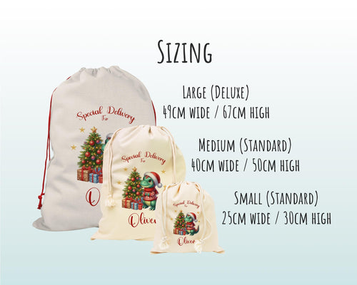 Personalised Christmas Sack - Santa Sack for Kids Presents Xmas Dinosaur Tree Design Stocking Christmas Eve Bag Box for Girls & Boys XS025