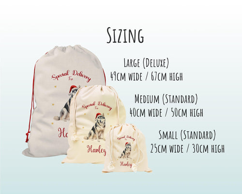 Personalised Siberian Husky Large Christmas Sack - Red Drawstring Bag for Xmas Presents - Christmas Eve Bag Box Decoration for Dogs XS149