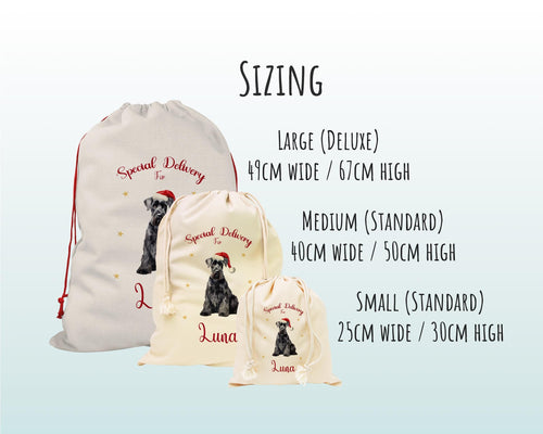 Personalised Schnauzer Dog Large Christmas Sack - Red Drawstring Bag for Xmas Presents - Christmas Eve Bag Box Decoration for Dogs XS144