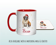 Personalised Saint St Bernard Large Christmas Sack - Red Drawstring Bag for Xmas Presents - Christmas Eve Bag Box Decoration for Dogs XS142