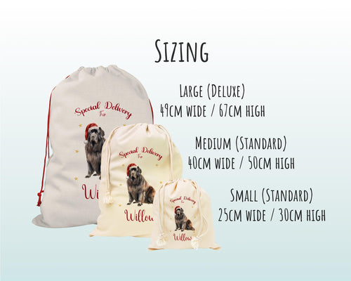 Personalised Newfoundland Dog Large Christmas Sack - Red Drawstring Bag for Xmas Presents - Christmas Eve Bag Box Decoration for Dogs XS131