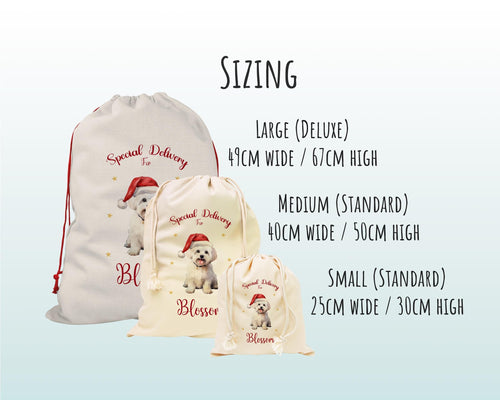 Personalised Maltese Dog Large Christmas Sack - Red Drawstring Bag for Xmas Presents - Christmas Eve Bag Box Decoration for Dogs XS129