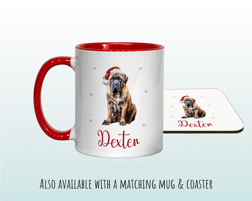 Personalised English Mastiff Large Christmas Sack - Red Drawstring Bag for Xmas Presents - Christmas Eve Bag Box Decoration for Dogs XS101