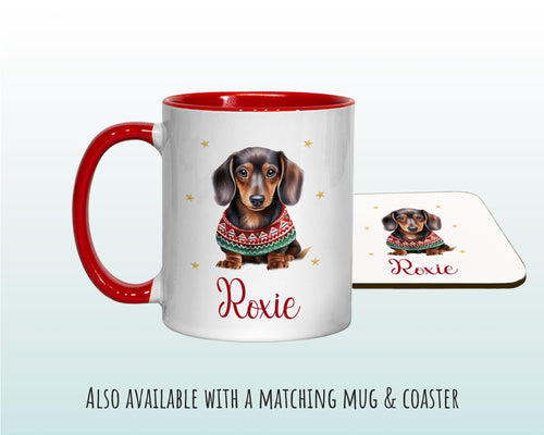 Personalised Dachshund Large Christmas Sack - Red Drawstring Bag for Xmas Presents - Christmas Eve Bag Box Decoration for Dogs XS091