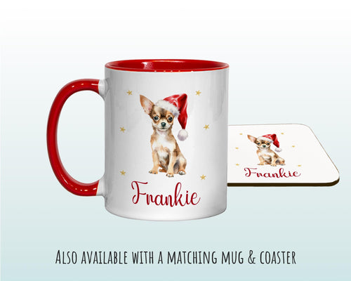 Personalised Chihuahua Large Christmas Sack - Red Drawstring Bag for Xmas Presents - Christmas Eve Bag Box Decoration for Dogs XS084