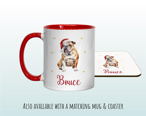 Personalised English Bulldog Large Christmas Sack - Red Drawstring Bag for Xmas Presents - Christmas Eve Bag Box Decoration for Dogs XS081