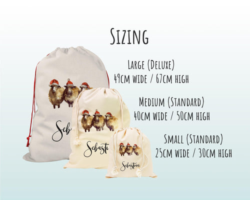 Personalised Large Christmas Sack Three Xmas Sheep Design Name Xmas Stocking Gift Stocking Rudolph Sack Red Drawstring Decoration SK069
