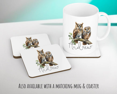 Personalised Owl Cushion Gift Printed Name Design - Cushion Throw Pillow for Him Her - Wild Birds of Prey Lover Gift Idea SMC009