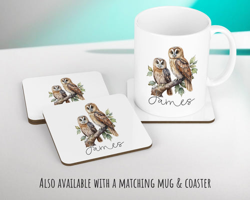 Personalised Owl Cushion Gift Printed Name Design - Cushion Throw Pillow for Him Her - Wild Birds of Prey Lover Gift Idea SMC010