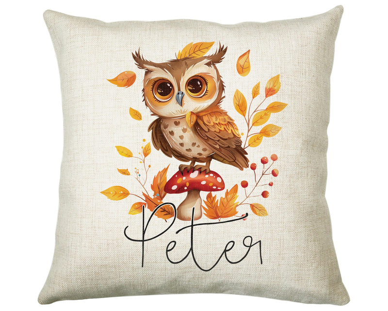 Personalised Owl Cushion Gift Printed Name Design - Cushion Throw Pillow for Him Her - Wild Birds of Prey Lover Gift Idea SMC013