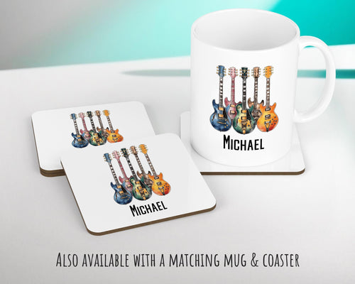 Personalised Guitar Gift Cushion Printed Name Design - Cushion Throw Pillow for Him Her - Guitarist Gift Idea for Band Electric Bass SMC024