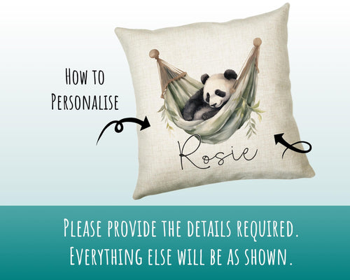 Personalised Panda Gift Cushion Printed Name Design - Cushion Throw Pillow for Him Her - Panda Bear Lover Gift Idea Animal Lover SMC029