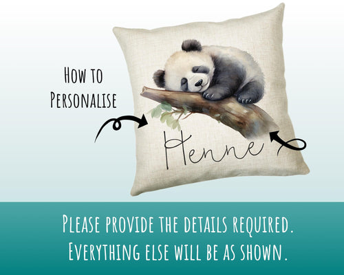Personalised Panda Gift Cushion Printed Name Design - Cushion Throw Pillow for Him Her - Panda Bear Lover Gift Idea Animal Lover SMC030