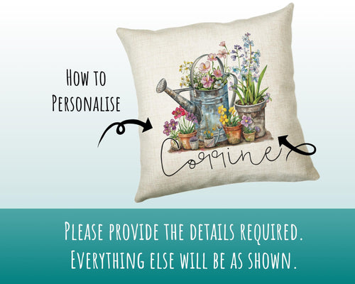 Personalised Gardening Gift Cushion Printed Name Design - Cushion Throw Pillow for Him Her - Retirement Gift Idea for Nan Grandad SMC034