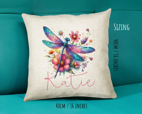 Personalised Dragonfly Gift Cushion Printed Name Design - Cushion Throw Pillow for Him Her - Dragonfly Gift Idea for Nature Lover SMC037