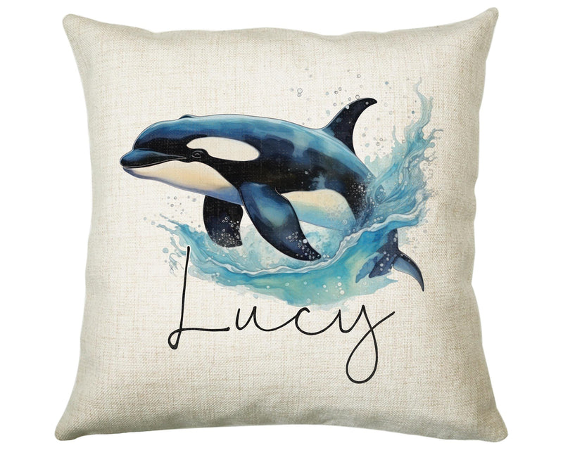 Personalised Orca Whale Cushion Gift Printed Name Design - Cushion Throw Pillow for Him Her - Killer Whale Lover Gift Idea SMC007