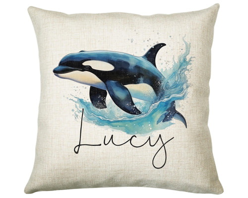 Personalised Orca Whale Cushion Gift Printed Name Design - Cushion Throw Pillow for Him Her - Killer Whale Lover Gift Idea SMC007