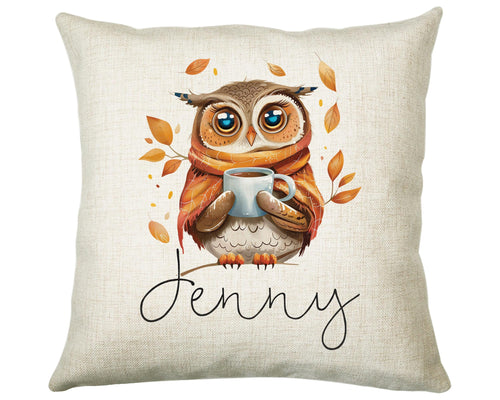 Personalised Owl Cushion Gift Printed Name Design - Cushion Throw Pillow for Him Her - Wild Birds of Prey Lover Gift Idea SMC012