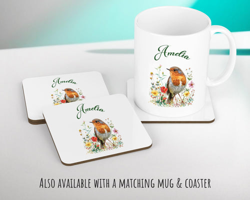 Personalised Robin Gift Cushion Printed Name Design - Cushion Throw Pillow for Him Her - Wild Birds Lover Gift Idea - Little Robin SMC018