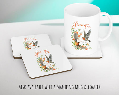 Personalised Robin Gift Cushion Printed Name Design - Cushion Throw Pillow for Him Her - Wild Birds Lover Gift Idea - Little Robin SMC020