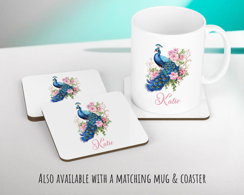 Personalised Peacock Gift Cushion Printed Name Design - Cushion Throw Pillow for Him Her - Animal Bird Lover Gift Idea SMC027
