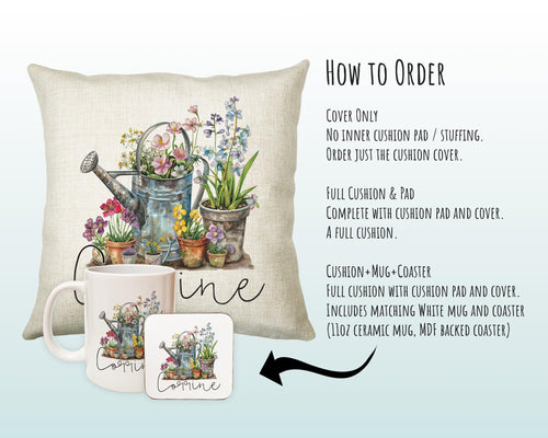 Personalised Gardening Gift Cushion Printed Name Design - Cushion Throw Pillow for Him Her - Retirement Gift Idea for Nan Grandad SMC034