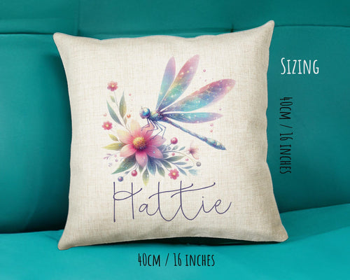 Personalised Dragonfly Gift Cushion Printed Name Design - Cushion Throw Pillow for Him Her - Dragonfly Gift Idea for Nature Lover SMC036