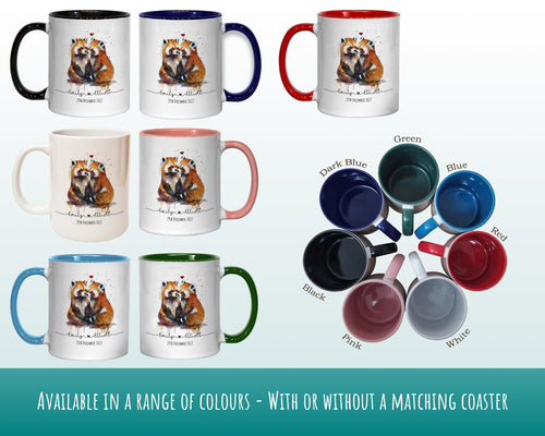 Personalised Red Panda Valentines Day Gift for Boyfriend Husband - Custom Wedding Anniversary Coffee Mug for Couples - 11oz Ceramic SV0031