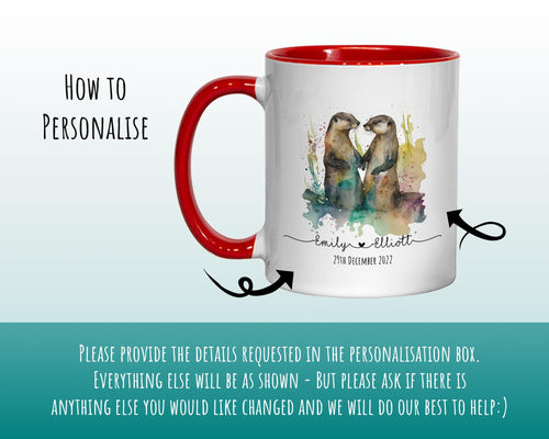 Personalised Otter Valentines Day Gift for Boyfriend Husband - Custom Wedding Anniversary Coffee Mug for Couples - 11oz Ceramic SV0028