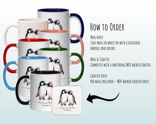 Personalised Penguin Valentines Day Gift for Boyfriend Husband - Custom Wedding Anniversary Coffee Mug for Couples - 11oz Ceramic SV0027