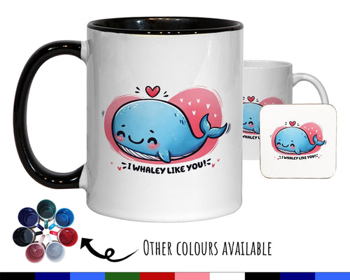 Kawaii Whale Valentines Day Gift for Boyfriend Husband - Custom Wedding Anniversary Coffee Mug for Couples - 11oz Ceramic SV0026