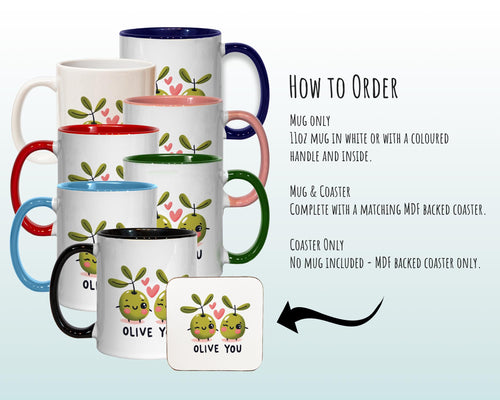 Kawaii Olive You Valentines Day Gift for Boyfriend Husband - Custom Wedding Anniversary Coffee Mug for Couples - 11oz Ceramic SV0025