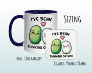 Kawaii 'Bean Thinking of You' Valentines Day Gift for Boyfriend Husband - Custom Wedding Anniversary 11oz Coffee Mug for Couples SV0021