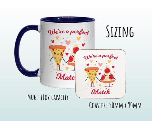 Kawaii Pizza Valentines Day Gift for Boyfriend Husband - Perfect Match Custom Wedding Anniversary 11oz Coffee Mug for Couples SV014