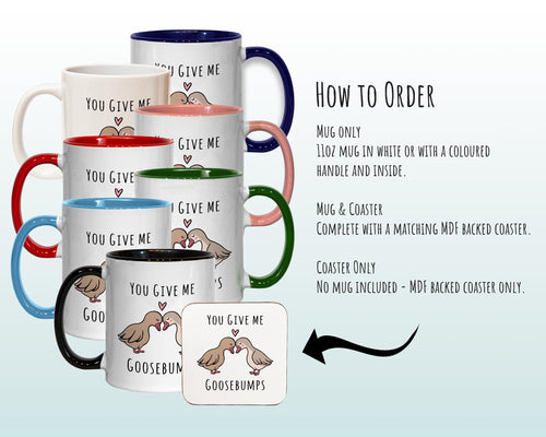Kawaii Goose Valentines Day Gift for Boyfriend Husband - Geese Goosebumps Custom Wedding Anniversary 11oz Coffee Mug Couple SV004