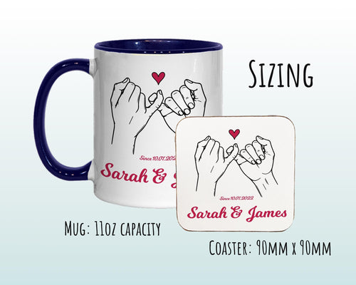 Personalised Valentines Day Mug Gift for Boyfriend Husband - Pinky Promise Custom Wedding Anniversary 11oz Coffee Mug for Couples SV003