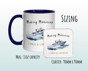 Personalised Boat Mug Gift - Great Gift for Boat Owners and Sailors - Boating Decor Boats Design Mug & Coaster - New Boat Yacht Gifts MGZ370