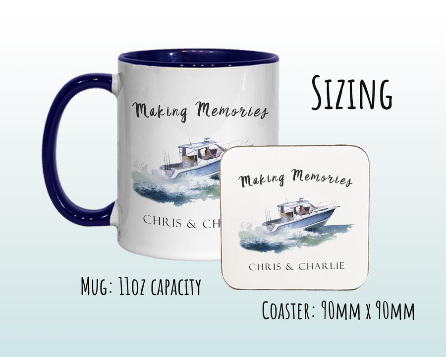 Personalised Boat Mug Gift - Great Gift for Boat Owners and Sailors - Boating Decor Boats Design Mug & Coaster - New Boat Yacht Gifts MGZ370