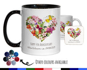 Personalised 4th Anniversary Mug Gift - Great Gift for Couples - Fourth Wedding Anniversary Mug & Coaster Floral Design for Mr Mrs MGZ374