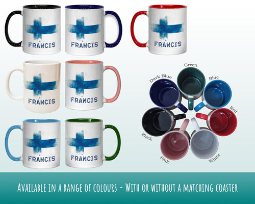 Personalised Scottish Flag Mug Gift - Great Gift for British Scotland Citizenship Visitor - Watercolour Flag Design Mug & Coaster MGZ368