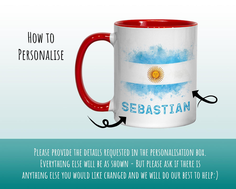Personalised Argentina Flag Mug Gift - Great Gift for Argentinian Citizenship Visitor - Watercolour Flag Design Mug & Coaster MGZ367