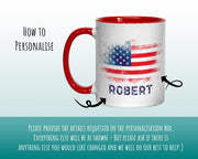 Personalised USA Flag Mug Gift - Great Gifts for Americans Citizenship  - Watercolour Star Spangled Banner Flag Design Mug & Coaster MGZ365