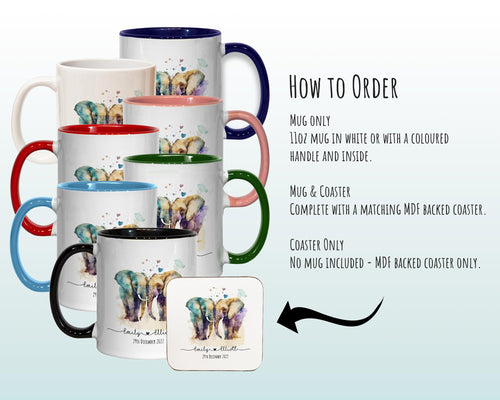 Personalised Elephant Valentines Day Gift for Boyfriend Husband - Custom Wedding Anniversary Coffee Mug for Couples - 11oz Ceramic SV0030