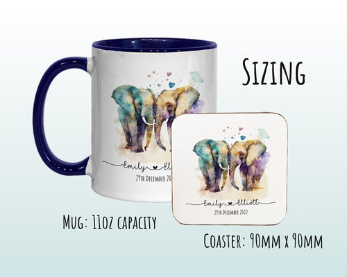 Personalised Elephant Valentines Day Gift for Boyfriend Husband - Custom Wedding Anniversary Coffee Mug for Couples - 11oz Ceramic SV0030